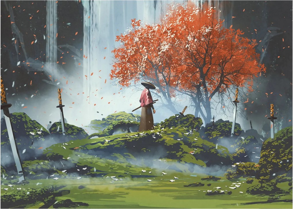 Sklenený obraz - Ilustrácie záhrady mečov (70x50 cm)