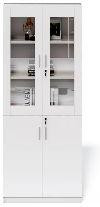 Vysoká kancelárska skriňa Houseland Prime Neo 02 80 cm biela