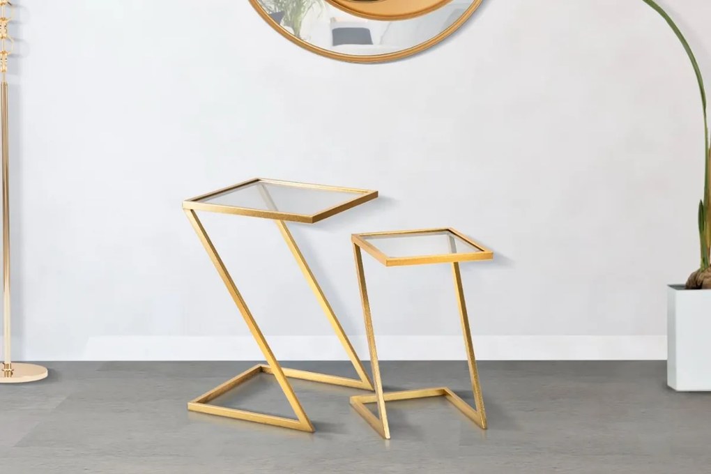 Sada odkladacích stolíkov Caldwell 40 cm zlatá