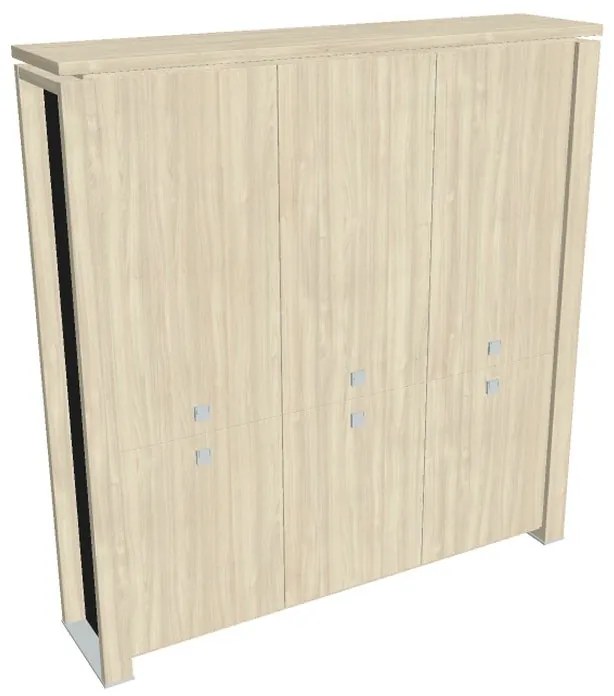 Vysoká skriňa Verno+ S 200 x 46 x 210 cm, agát / čierna