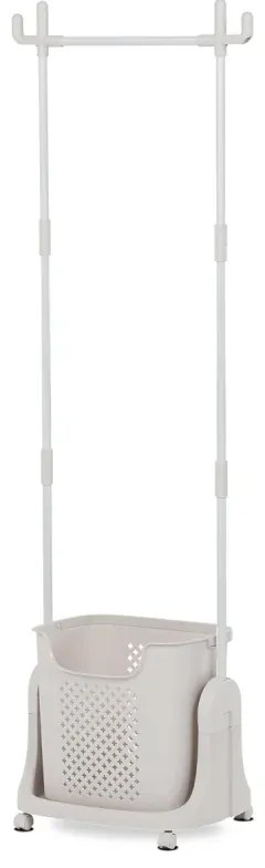 Věšák s košem na prádlo, bílý plast.