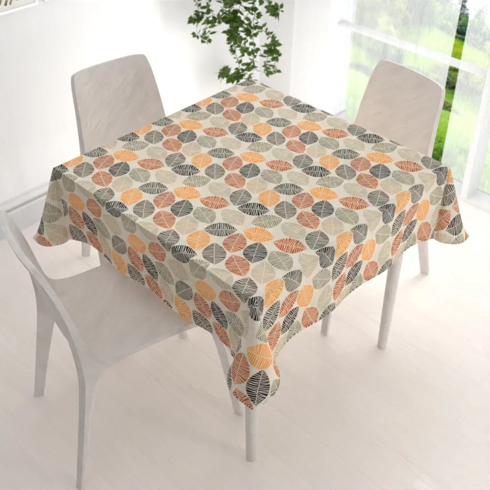 Biante Dekoračný štvorcový obrus PML-072 Jesenné listy na krémovom 90x90 cm