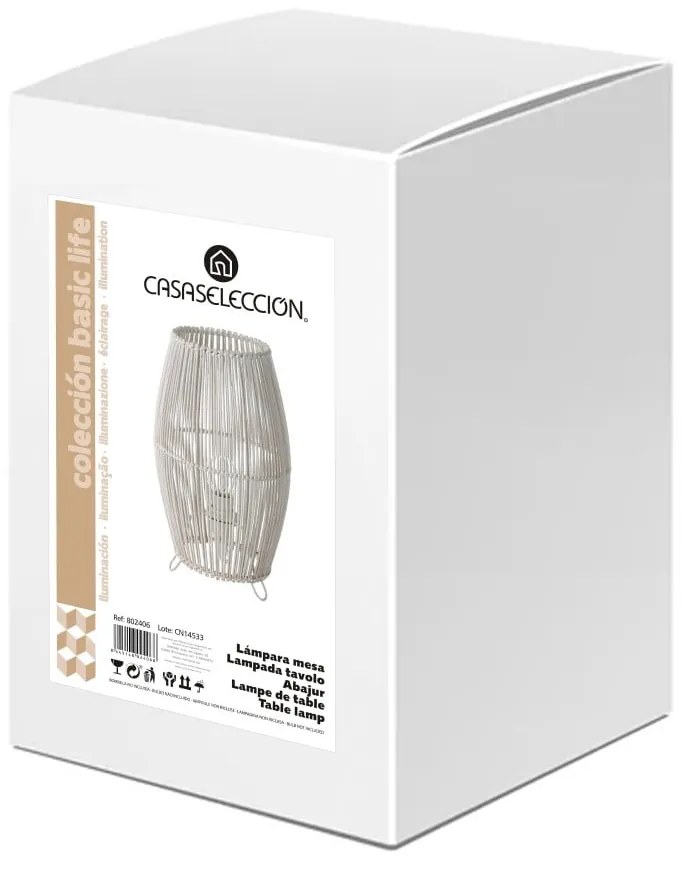 Biela bambusová stolová lampa s bambusovým tienidlom (výška 29 cm) – Casa Selección