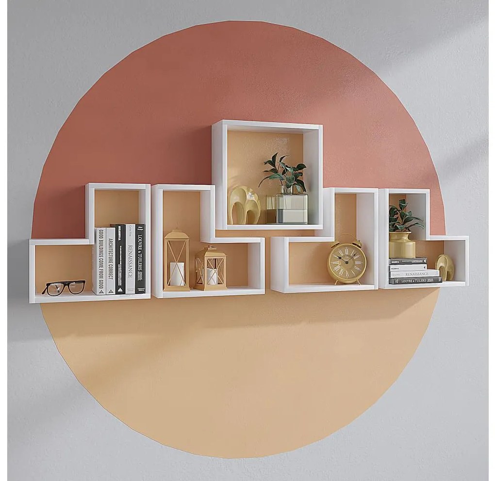 SADA 5x Nástenná polica ELITRA biela