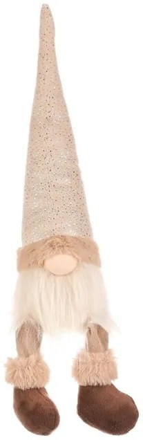 Vianočná dekorácia Škriatok visiace nohy, v. 40 cm, béžová/hnedá, 40 cm