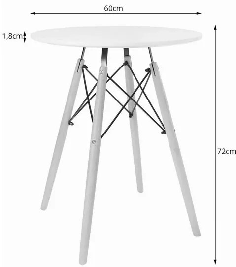 Jedálenská zostava TODI 60cm okrúhly stolový set biely + 2 stoličky LAGO zelené