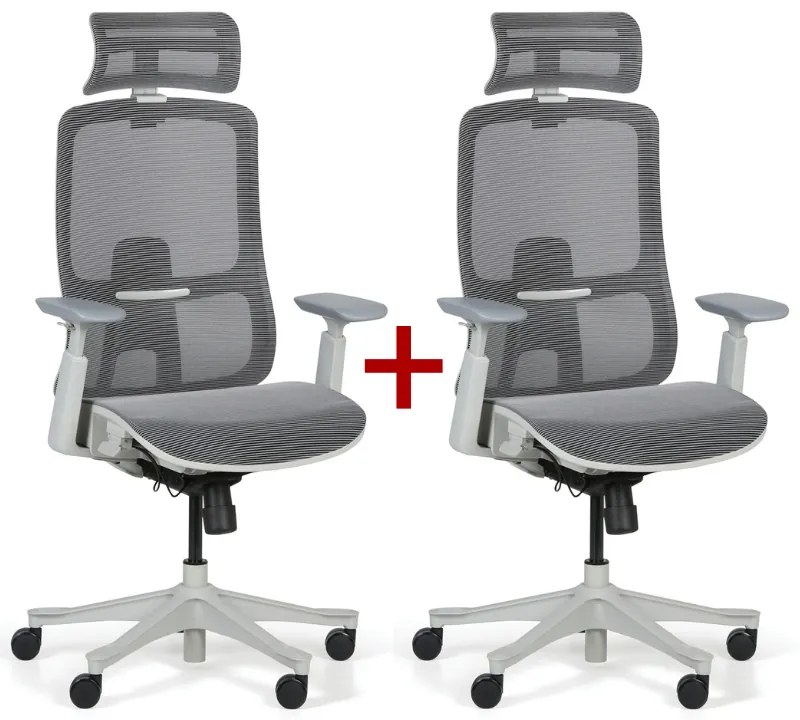 Kancelárska stolička SIA 1+1 ZADARMO, sivá