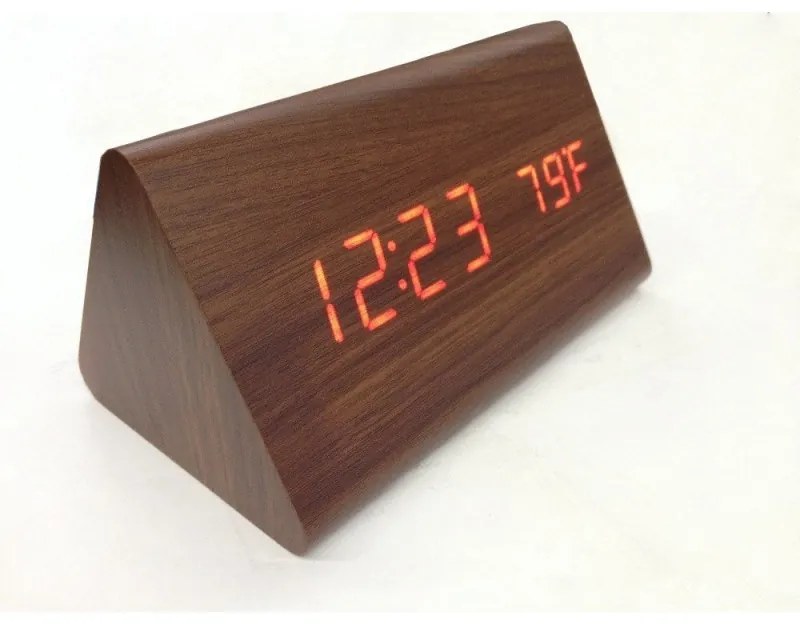 MB-8465 DR Drevené LCD hodiny s dátumom, budíkom a teplotou Čierna