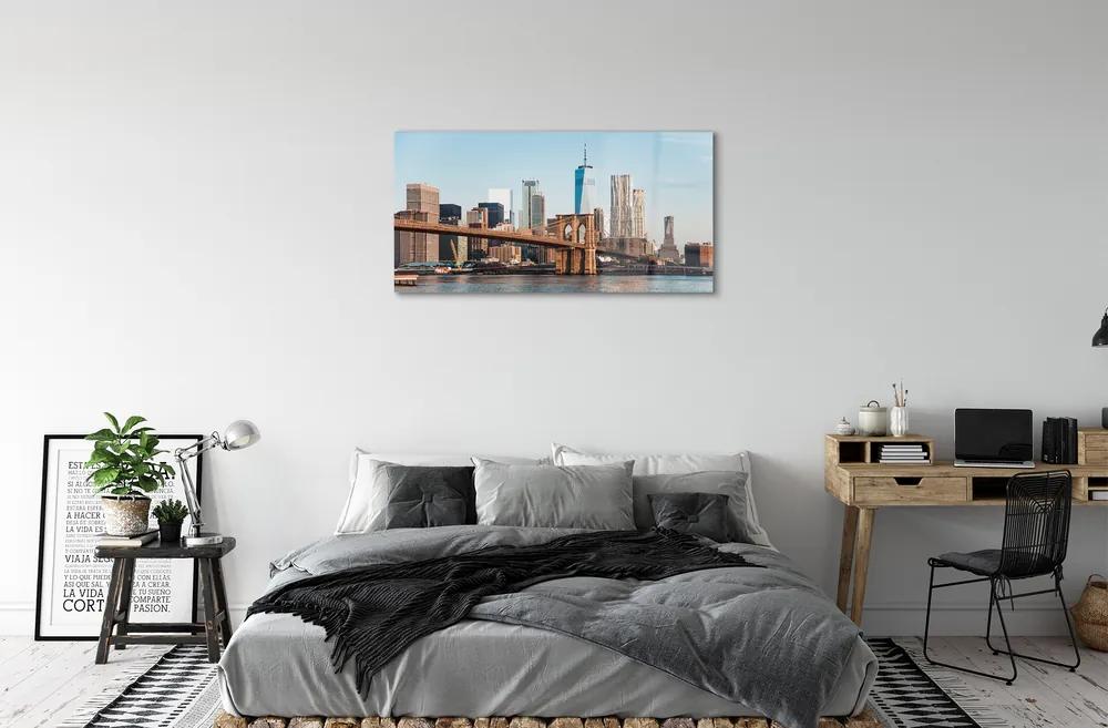 Sklenený obraz Panorama bridge river 125x50 cm
