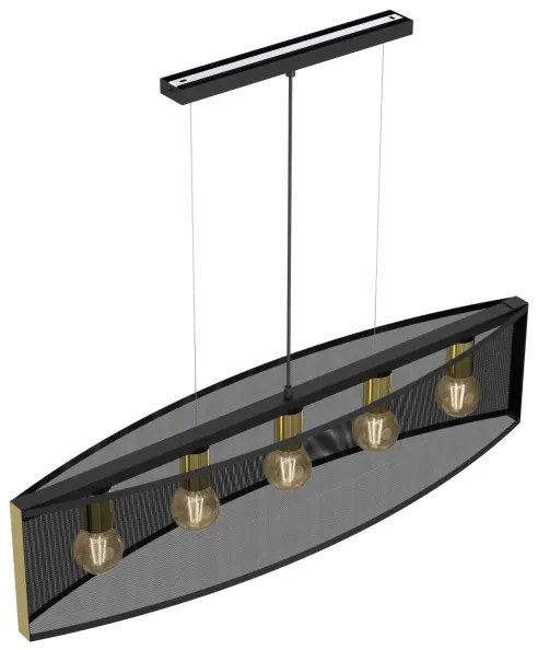 Luster na lanku KAGA 5xE27/60W/230V čierna/zlatá