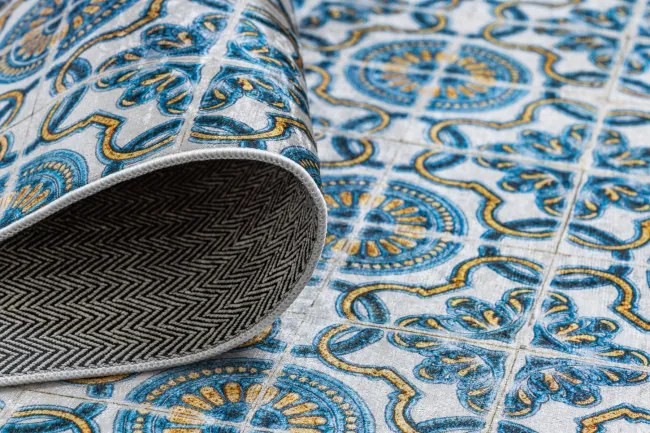 Protišmykový koberec / behúň ANDRE 53020 modrý / béžový