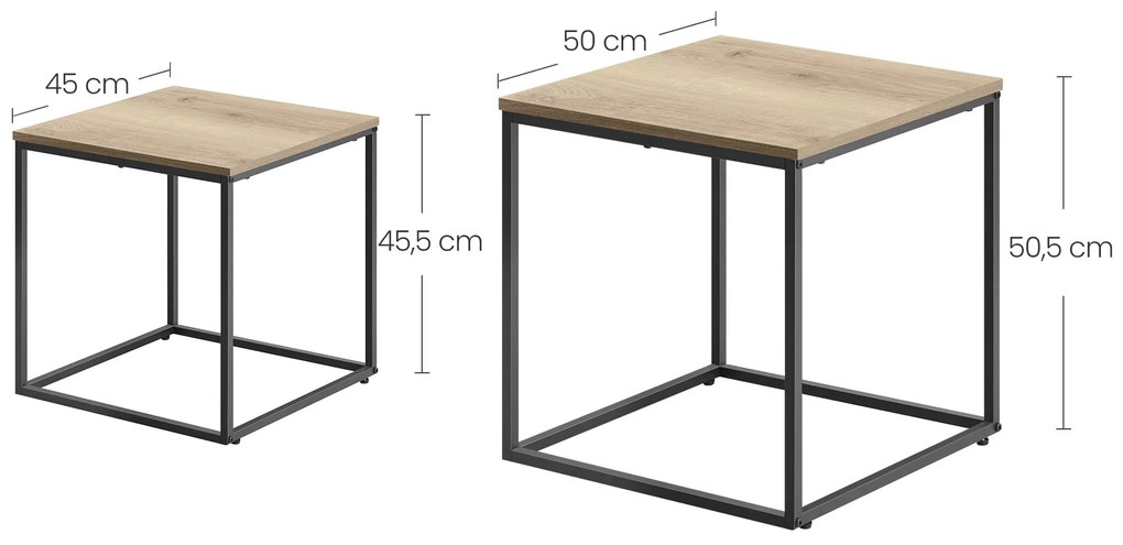 Súprava 2 ks konferenčných stolíkov QUADRO, dekor dub sonoma