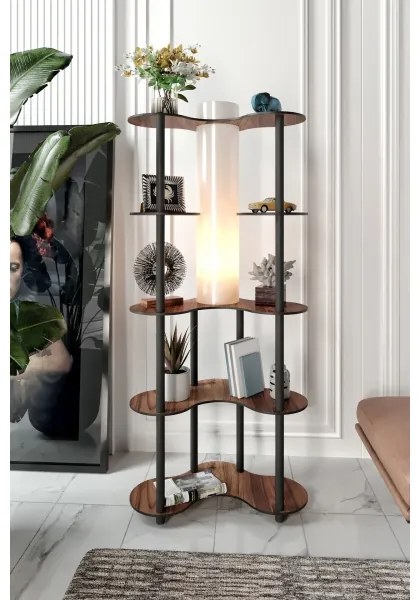 Stojacia lampa s poličkami 1xE27/40W/230V 150 cm čierna/hnedá