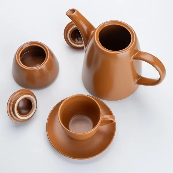 Keramická čajová sada hnedá