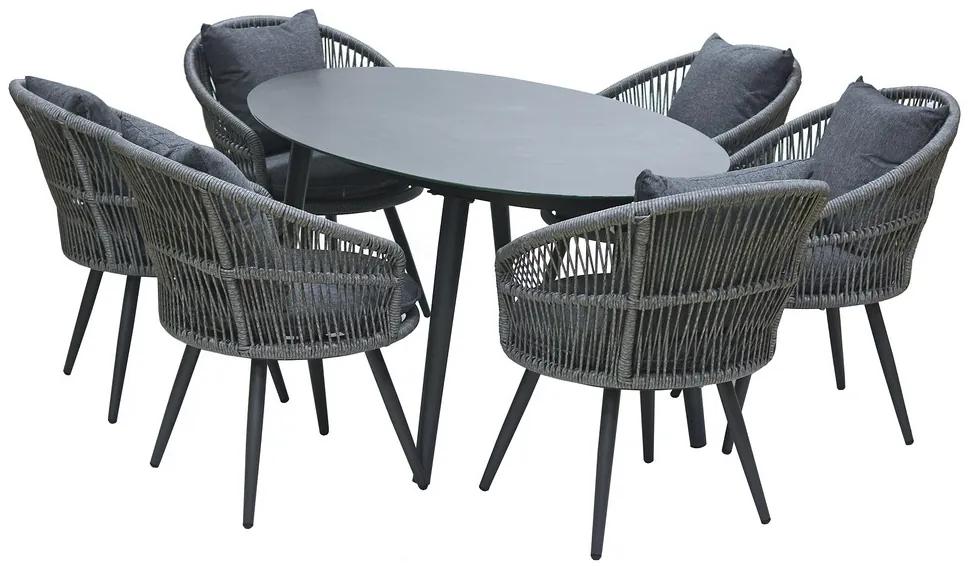 Luxusná stolová súprava CONCORD BIG z umelého ratanu tmavo-šedá