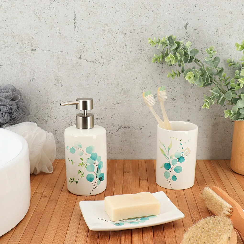 Dávkovač mydla Aquarelle Eukaliptus, kombinácia farieb/s chrómovými prvkami