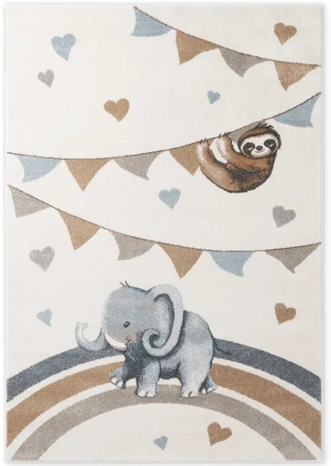 Koberec Villeroy & Boch BOHO KIDS Walk like an Elephant Rainbow Party krémový