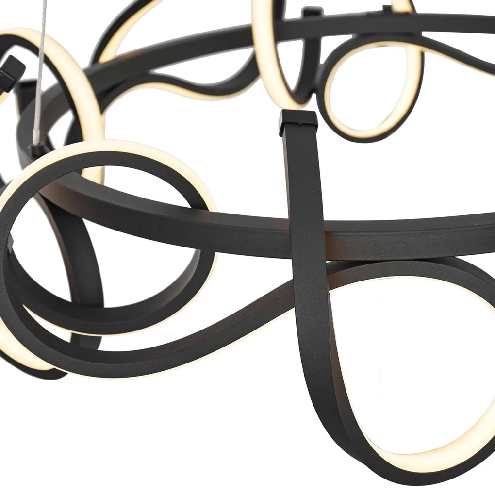 Dizajnové závesné svietidlo čierne okrúhle s 3-stupňovým stmievaním - Krisscross