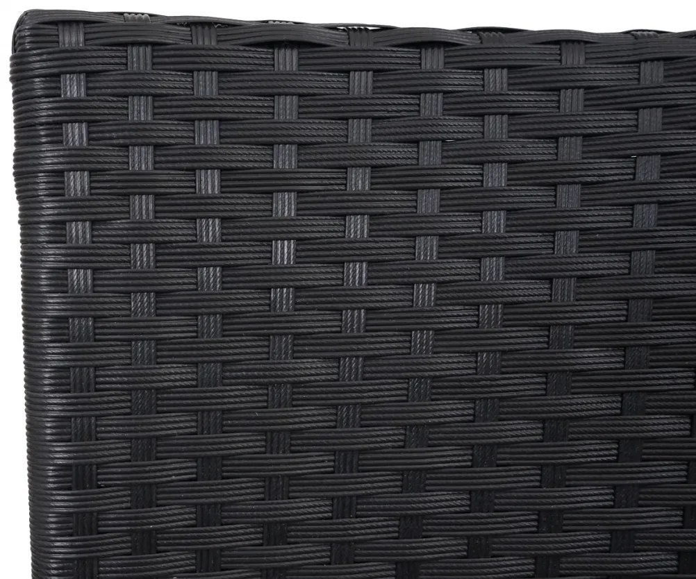 Záhradná lavica so stolíkom E24 - umelý ratan, 132cm - Čierna, sedáky tmavosivá