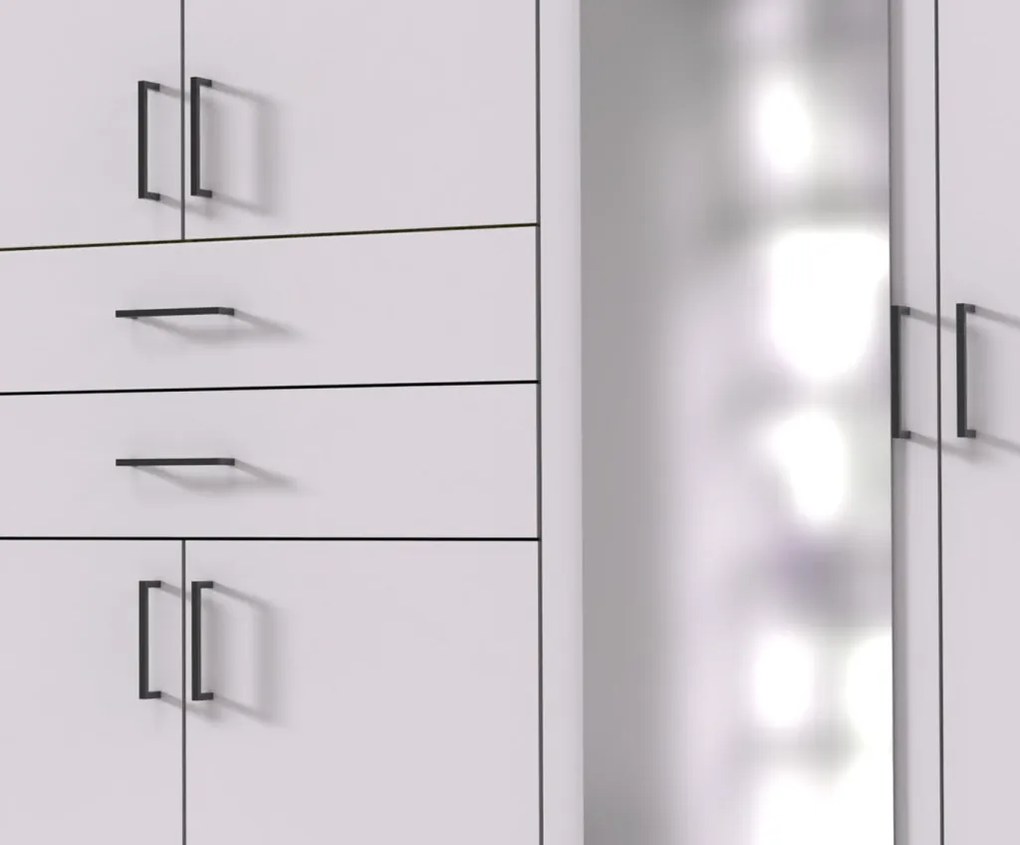 Šatníková skriňa so zrkadlami Düsseldorf, 270 cm, biela