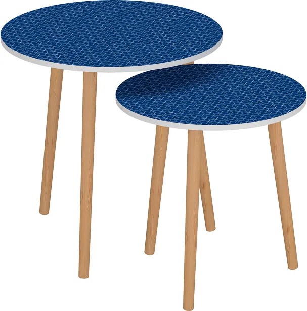 Set dvou příručních stolků, modrá / bílá, BRIX 0000191793 Tempo Kondela