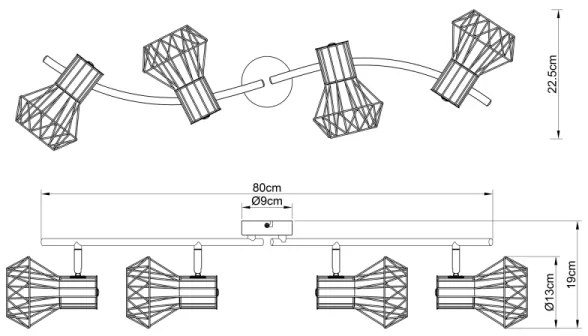 Globo 54017-4M - Bodové svietidlo PRISKA 4xE27/40W/230V