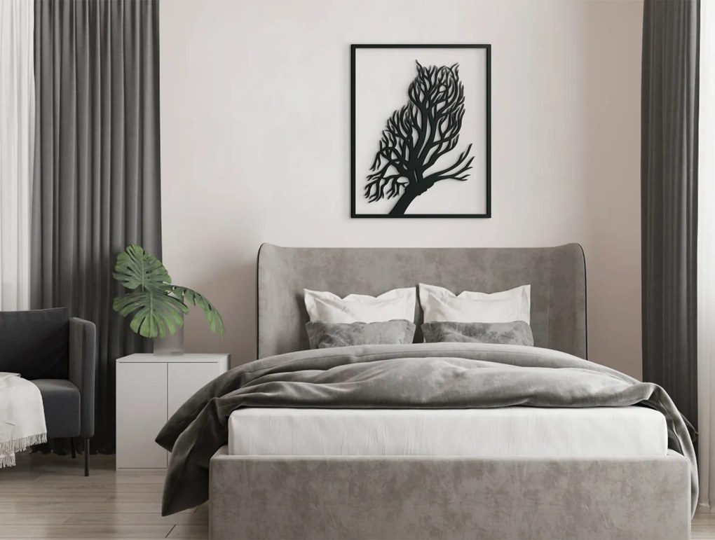 drevko Drevený obraz Sova a strom Rozmer obrazu: 40,5 x 32,5 cm, Farba dekorácie: Čierna