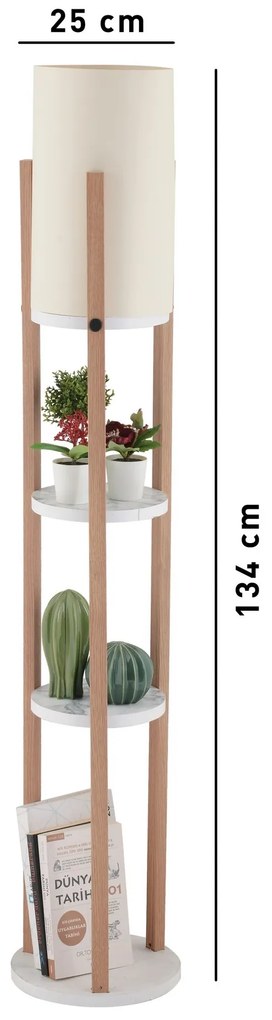 Stojací lampa Nora II bílá/dub přírodní