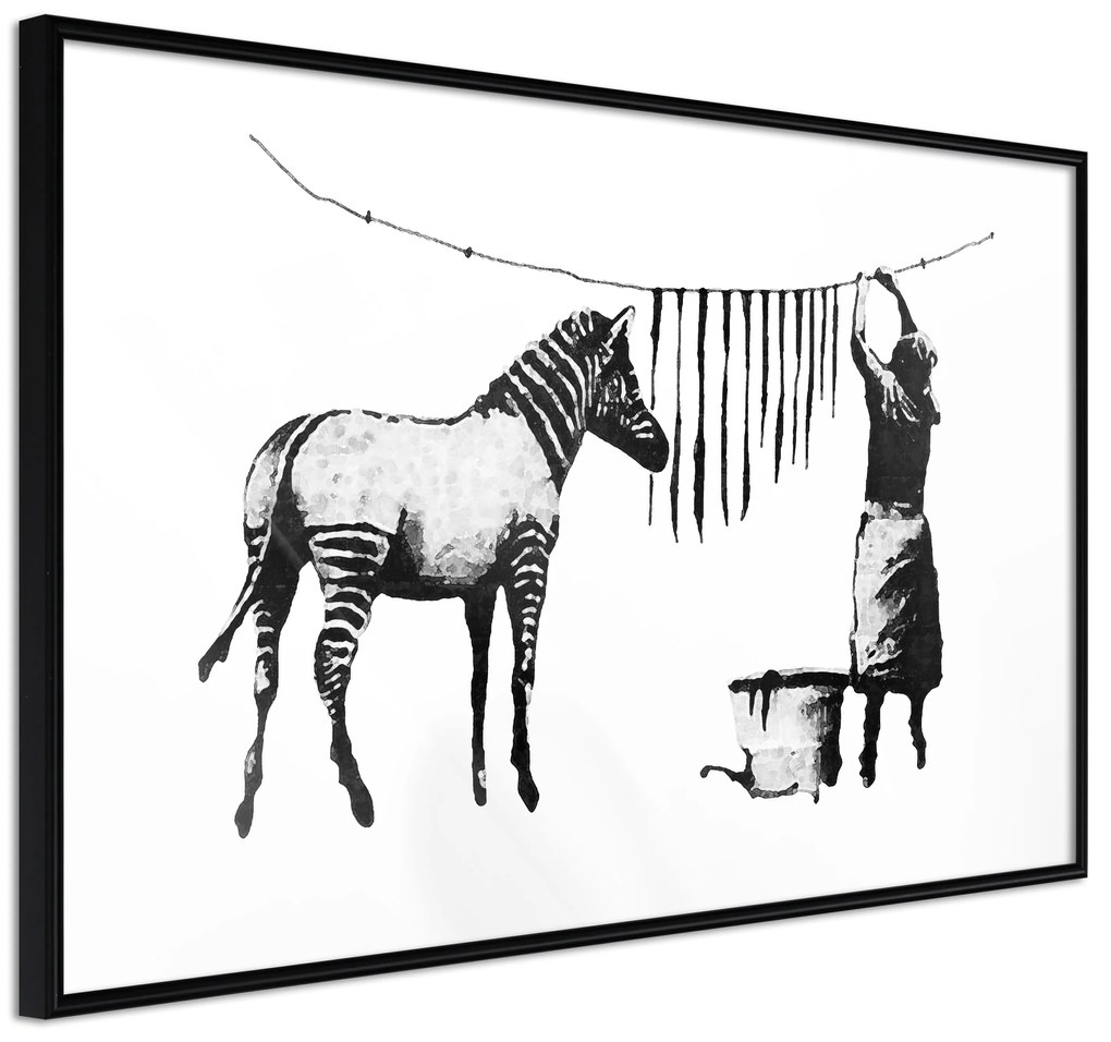 Artgeist Plagát - Banksy: Washing Zebra [Poster] Veľkosť: 30x20, Verzia: Čierny rám