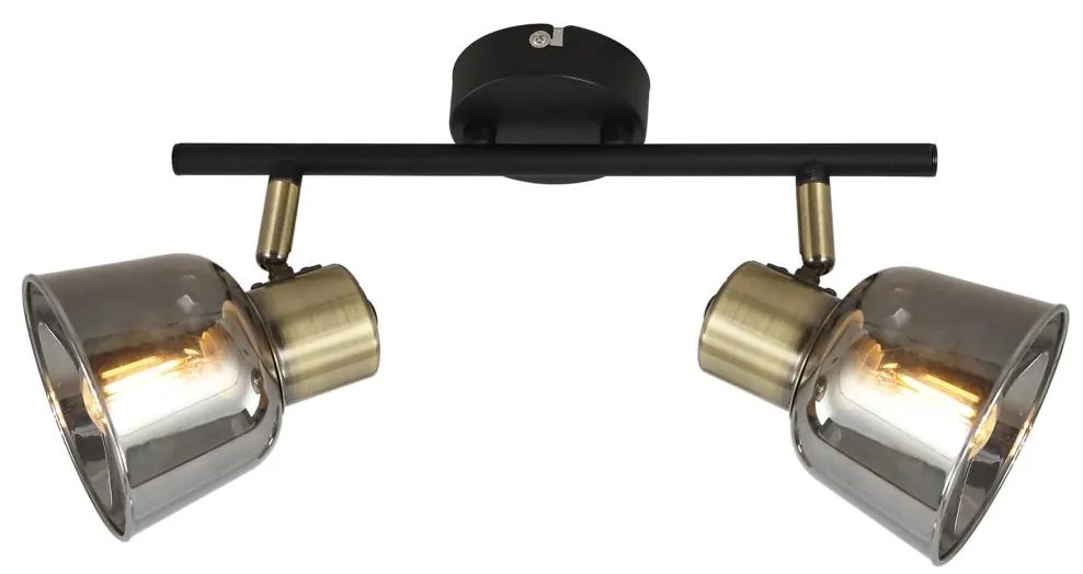 Klausen KL162005 - Bodové svietidlo SMOKY 2xE14/9W/230V čierna/mosadz/šedá