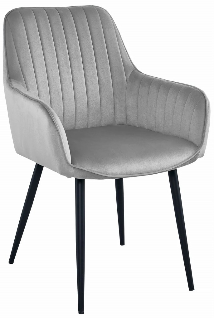 Svetlosivá zamatová jedálenská stolička SOLDEN