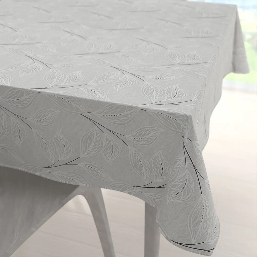 Biante Dekoračný štvorcový obrus Leona LN-165 Popínavé lístky na sivom 90x90 cm