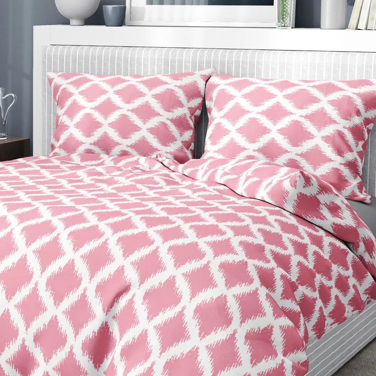 Goldea bavlnené posteľné obliečky - vzor 451 pastelovo ružové kosoštvorce 140 x 200 a 70 x 90 cm