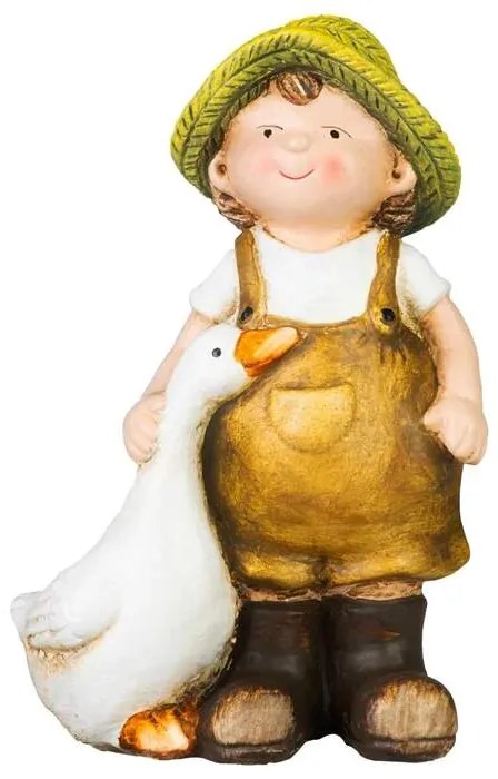 ST Keramická figúrka chlapec a húska 19cm