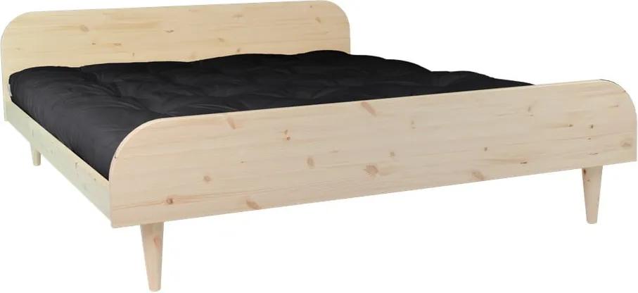 Dvojlôžková posteľ z borovicového dreva s matracom Karup Design Twist Double Latex Natural/Black, 160 × 200 cm