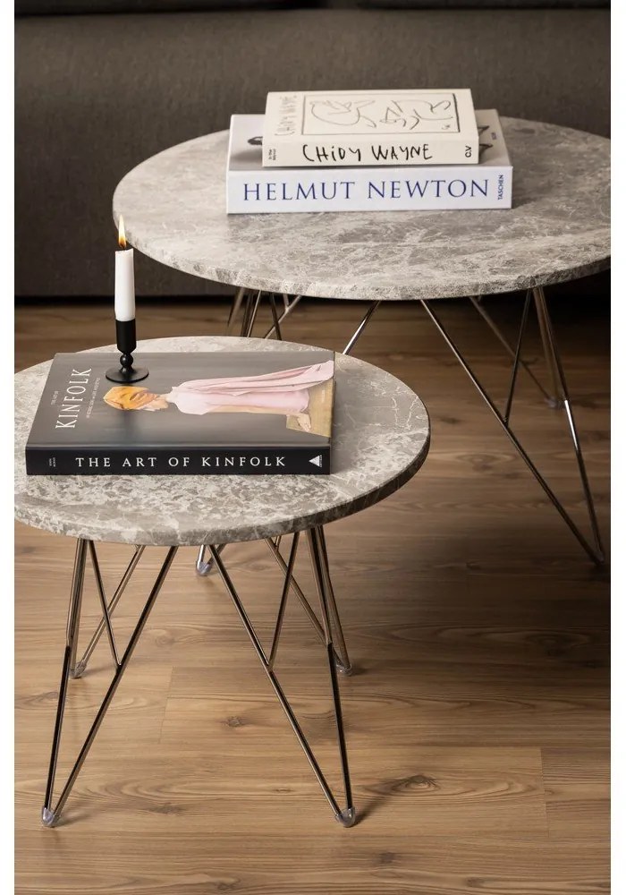 Mramorový okrúhly odkladací stolík ø 55 cm Prunus – Actona