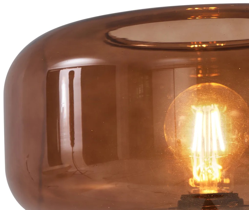 Retro stojacia lampa čierna s bronzovým sklom - Bizle