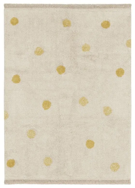 Okrovožltý krémový prateľný ručne tkaný bavlnený detský koberec 120x160 cm Hippy Dots Honey – Lorena Canals
