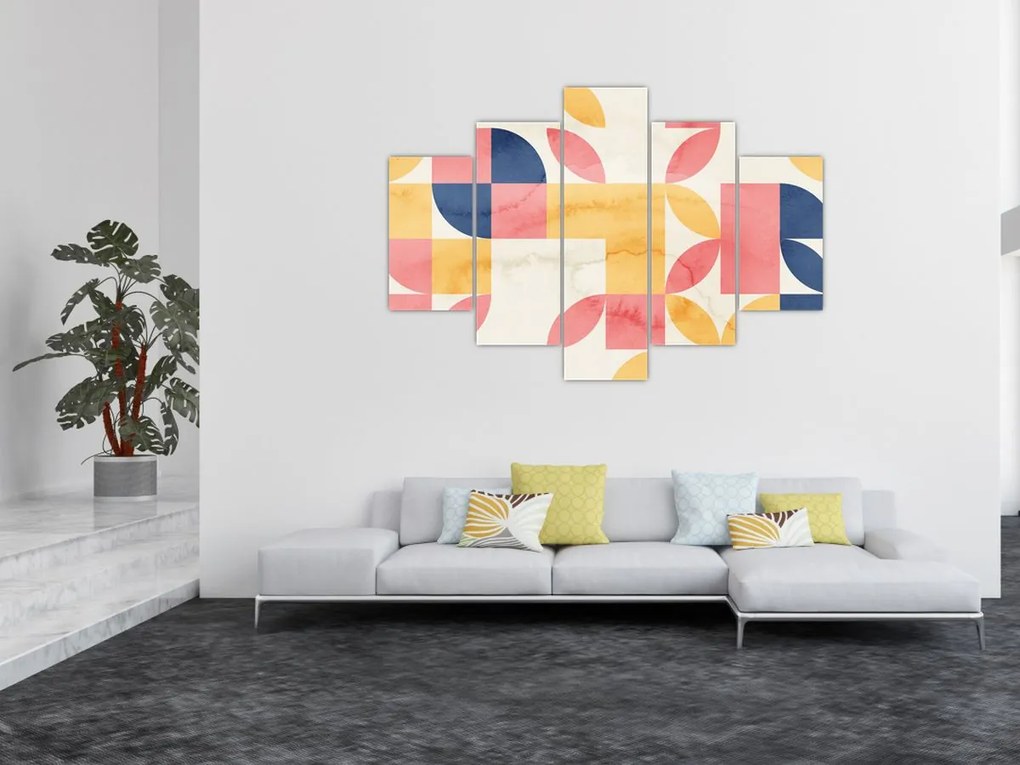 Obraz - Abstrakcia s retro vzormi (150x105 cm)