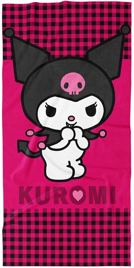 Bavlnená plážová osuška Kuromi – motív Malý diablik - 100% bavlna - 70 x 140 cm