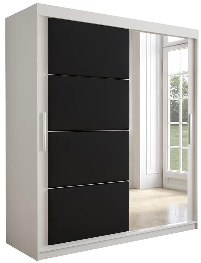 Skriňa Tapi 180 Biely/Čierna ekokoža