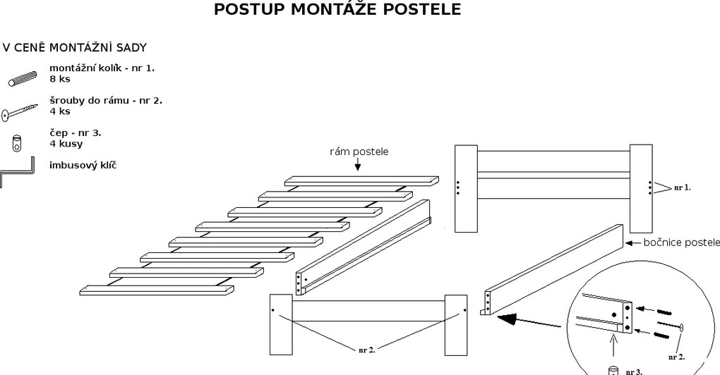 Maxi Drew Posteľ Naomi zvýšená 90 x 200 cm, dub Rošt: Bez roštu