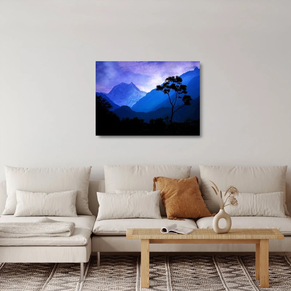 Sklenený obraz - Nočné nebo v Nepále (70x50 cm)