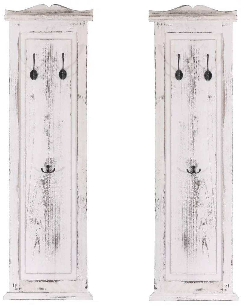 2x vešiaková stena s 3 vešiakmi 30443 - 109x28x3,5 cm, antik biela