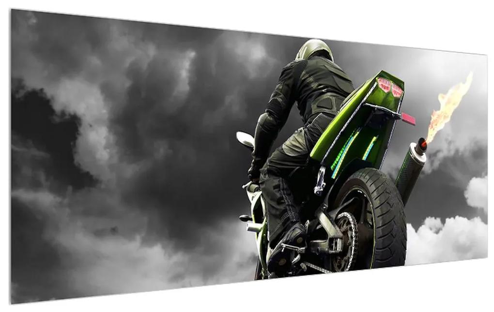 Obraz motorkára na motorke (120x50 cm)
