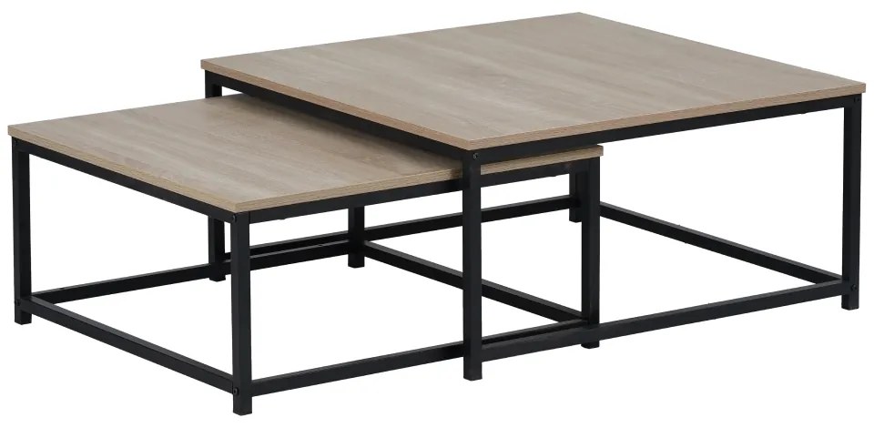 Konferenčné stolíky, set 2 ks, dub sonoma/čierna, KASTLER 2 NEW TYP 1