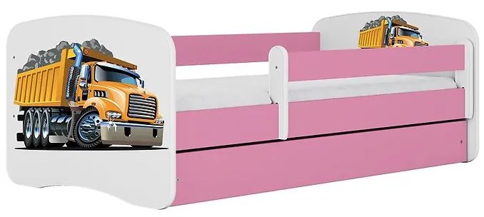 Detská posteľ Babydreams+Sz+M ružový 80x160 nákladné auto