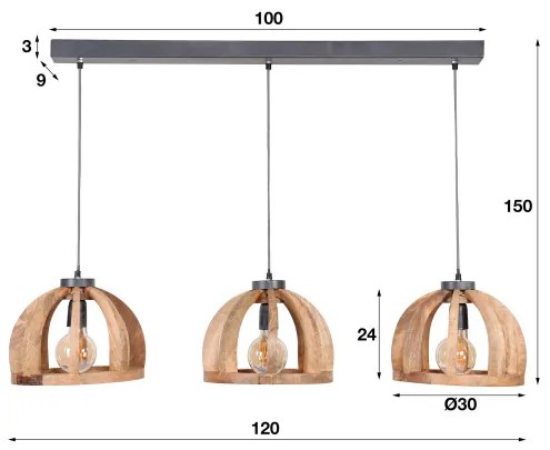 Luster 83-65 Wooden curved mango frame - Komfort-nábytok