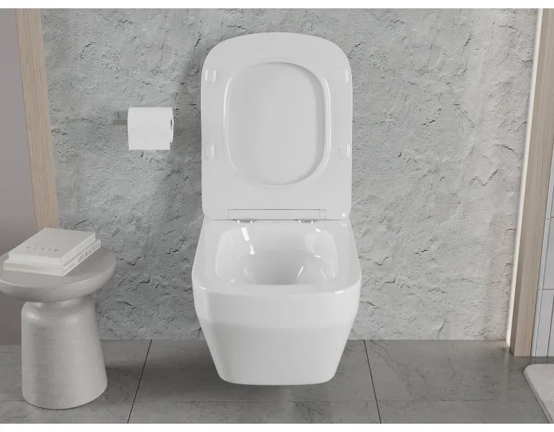 Mexen Riva, závesná WC misa 555x370x335 mm, Rimless Tornádo, biela lesklá, 3363XX00T