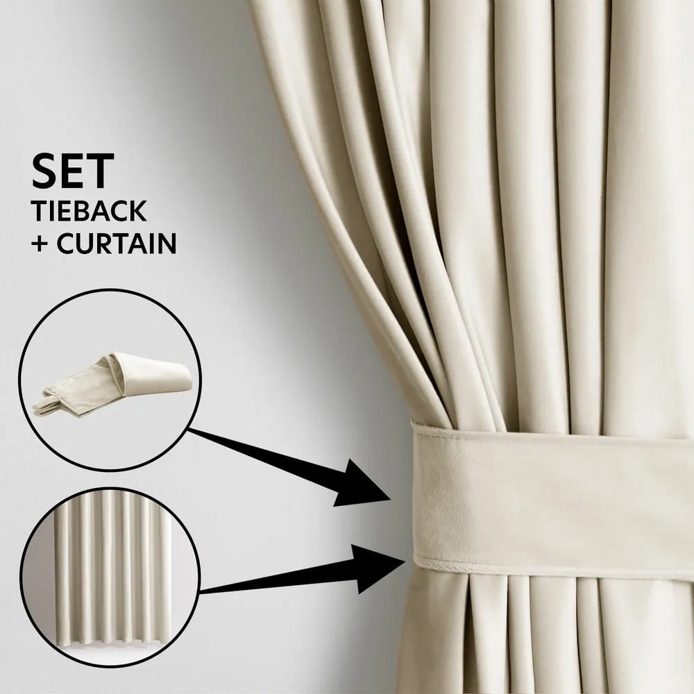 Béžový zamatový dimout záves 140x270 cm Pleat – Restilo